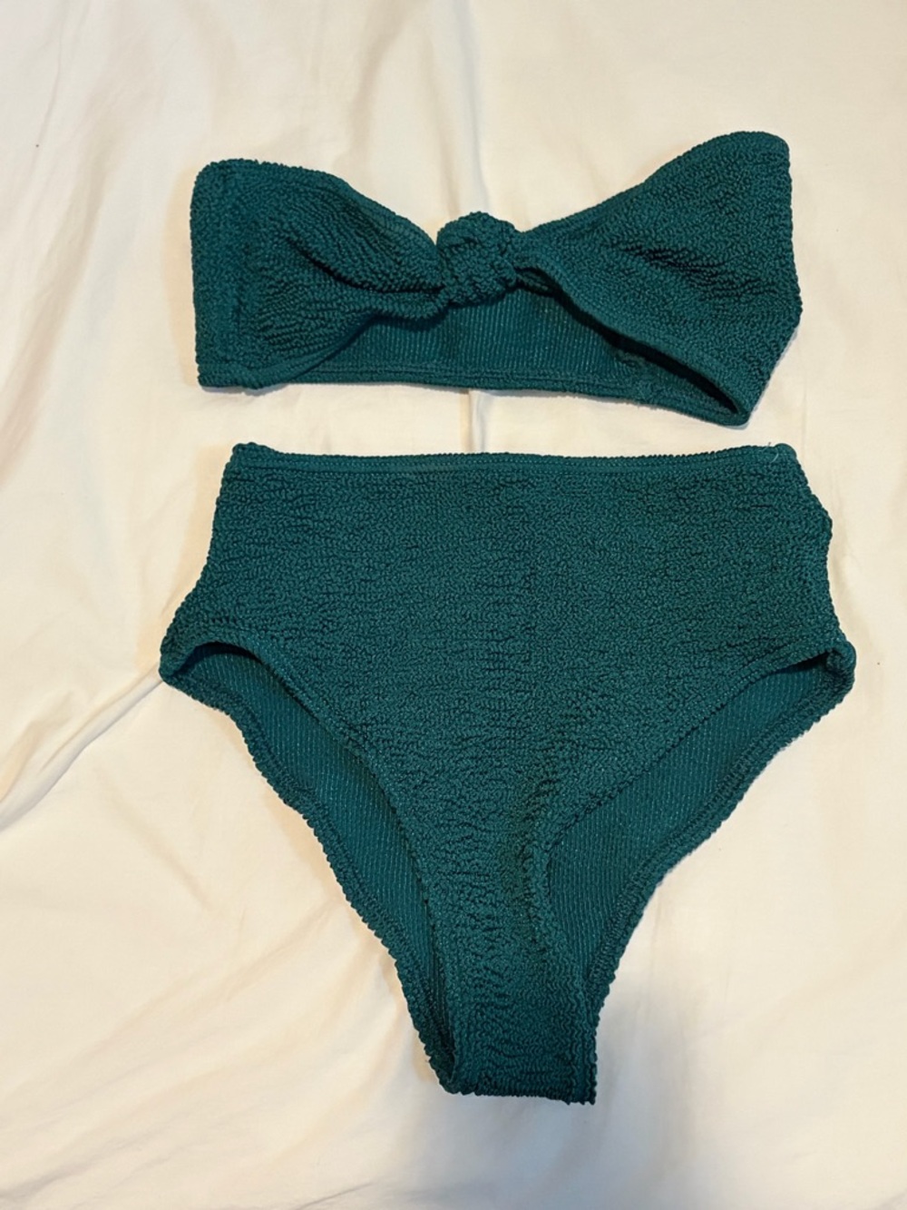 bond-eye Teal Textured Knot Bandeau Bikini Set